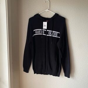 JBL Black Zip-Up Hoodie Sweater with White Logo Stripe